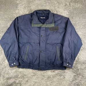 Time Out Bomber Jacket Mens XL Navy Blue Quilted Lined Full Zip Utility Workwear